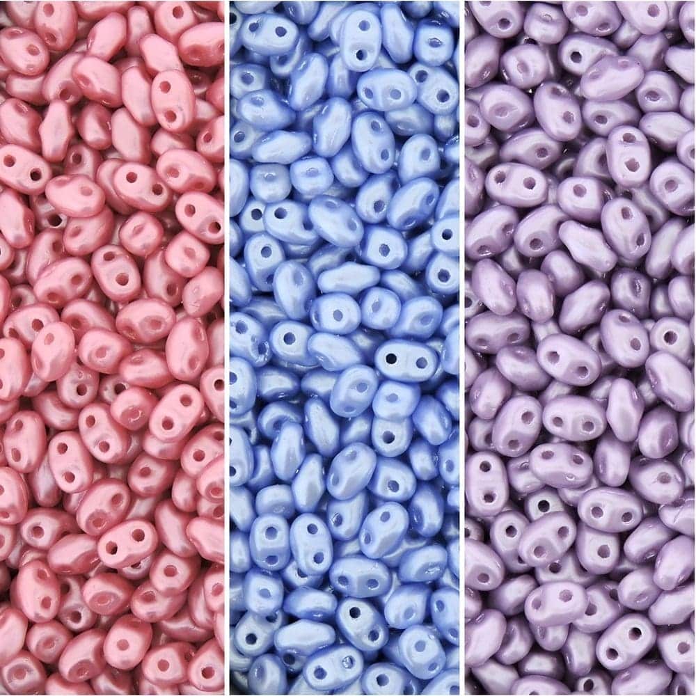 Set of 3 Colors MiniDuo Beads 24GM 4x2mm Light Pastel Combo