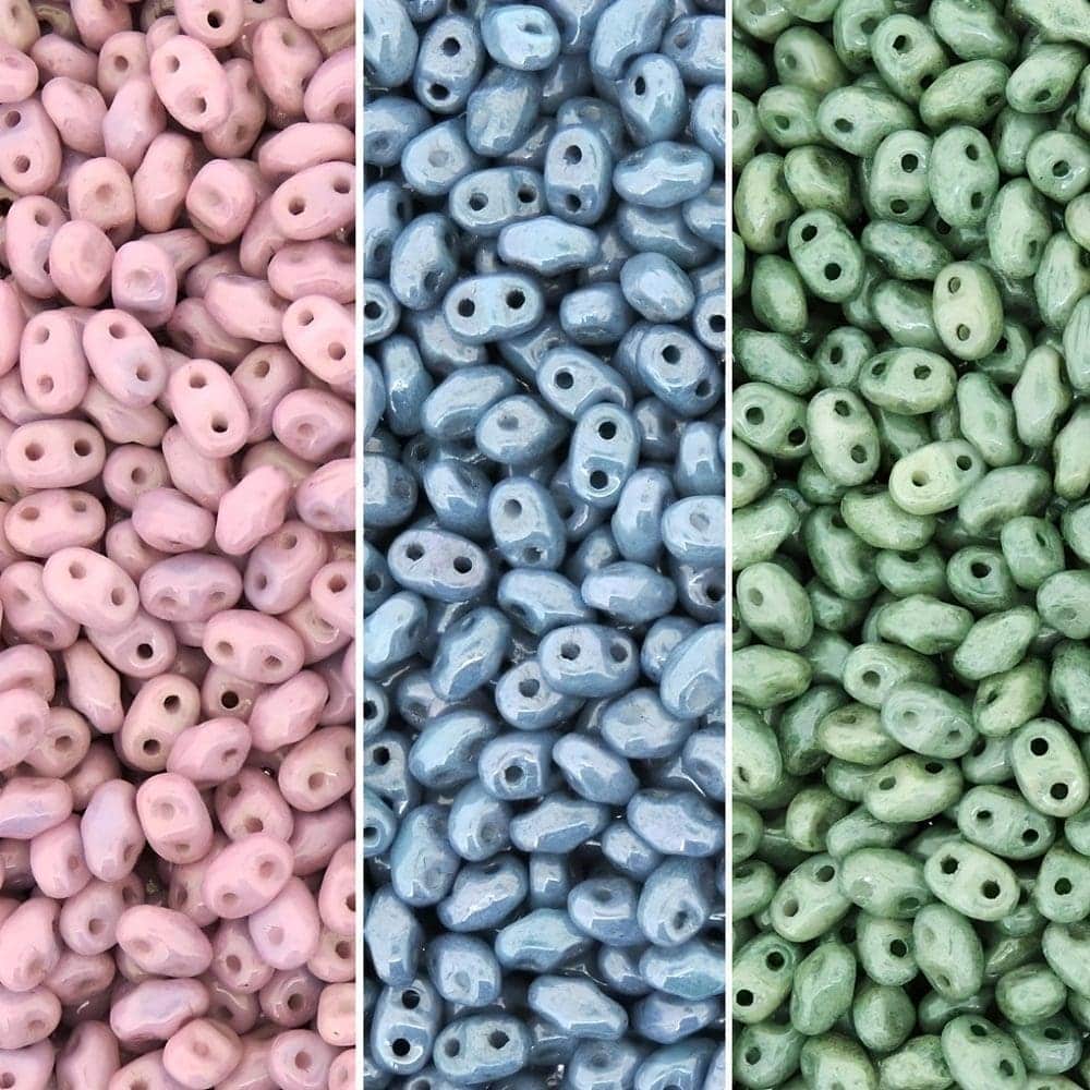 Set of 3 Colors MiniDuo Beads 24GM 4x2mm Chalk Luster Combo
