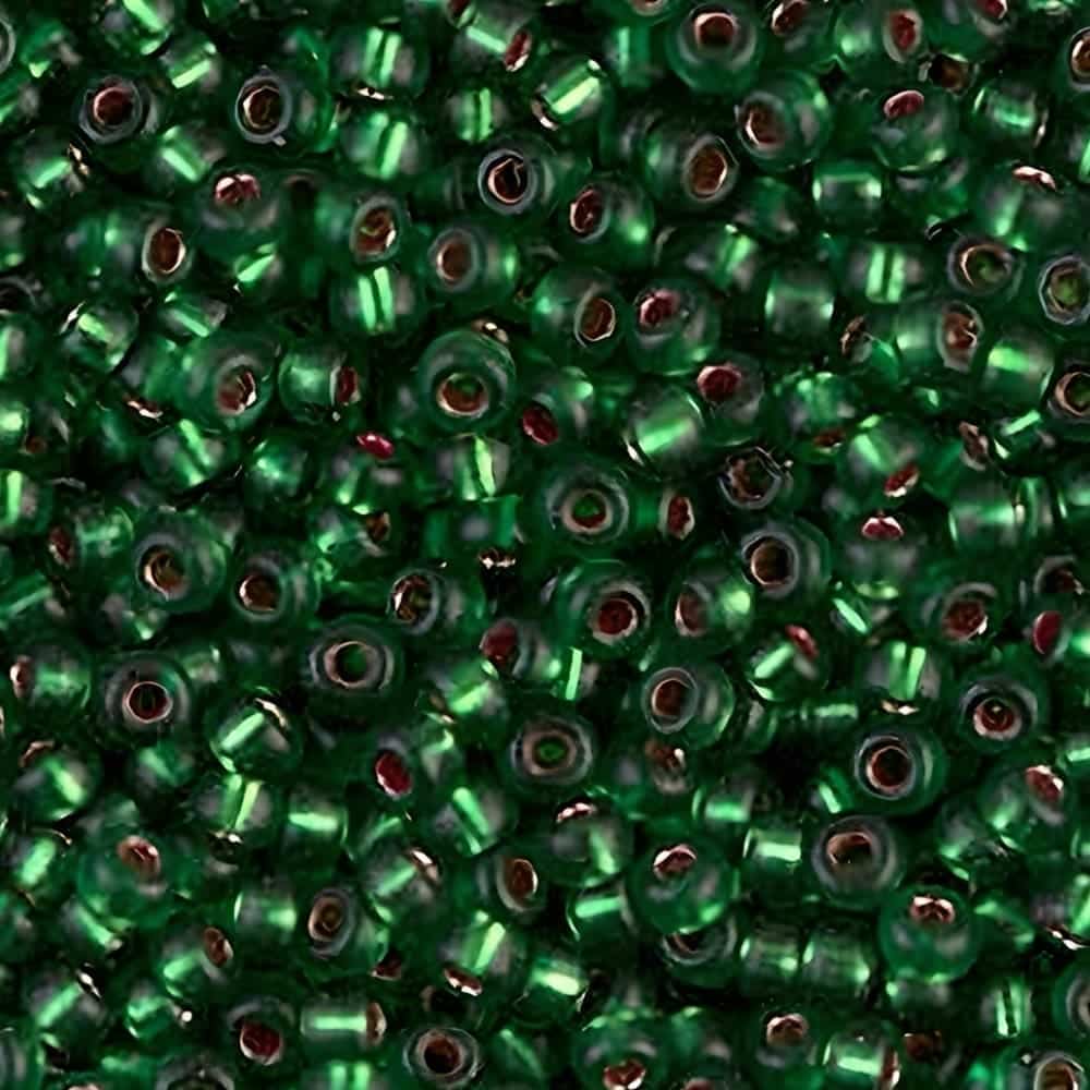 Miyuki Round Seed Beads Size 11/0 Semi-Matte Silver Lined Leaf Green 24GM