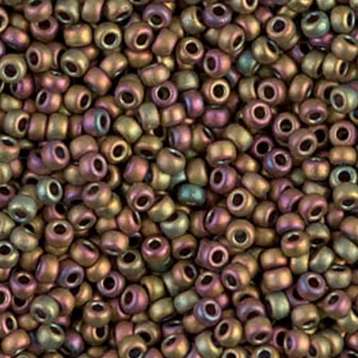 Miyuki Round Seed Beads Size 11/0 Matte Metallic Khaki Iris 23.5GM