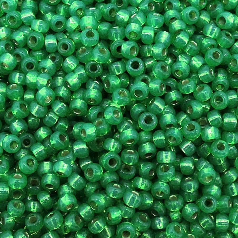 Miyuki Round Seed Beads Size 11/0 Silver Lined Green Alabaster 24GM