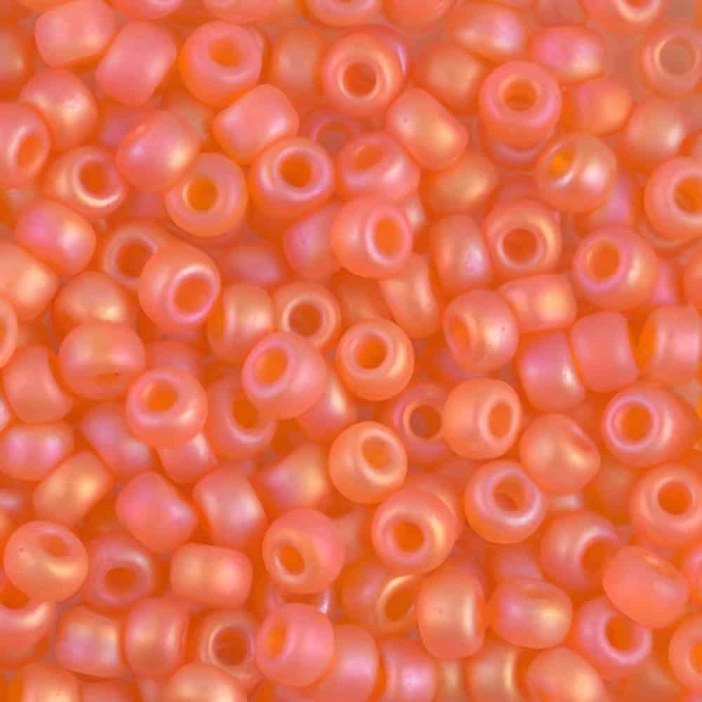 Miyuki Round Seed Beads size 6/0 Matte Transparent Orange AB 20GM 6-138FR