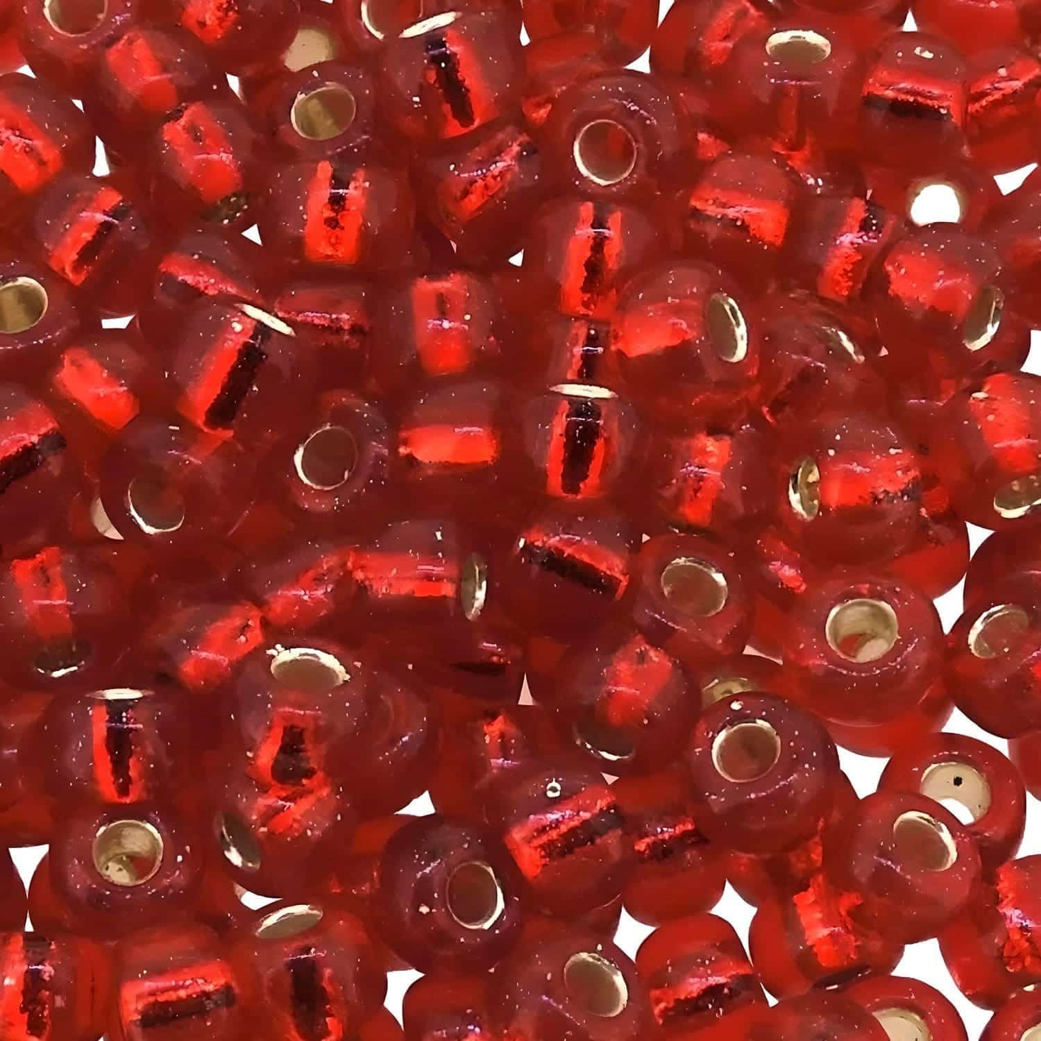 Miyuki Round Seed Beads 6/0 Silver Lined Ruby Red 20GM