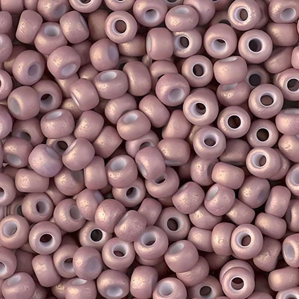 Miyuki Round Seed Beads 6/0 Matte Antique Rose Pink Gold Luster 6-2034