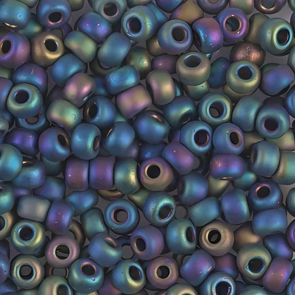 Miyuki Round Seed Beads Size 6/0 Matte Black AB 20GM 6-401FR