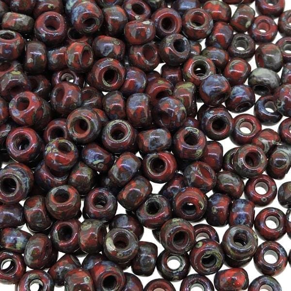Miyuki Round Seed Beads 6/0 Picasso Red Garnet 20GM 6-4513