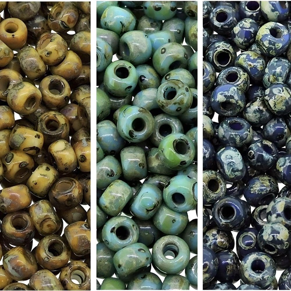 Set of 3 Colors 60GM Miyuki Round Seed Beads Size 6/0 Picasso Collection