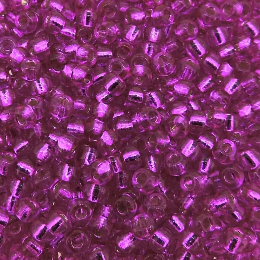 Miyuki Round Seed Beads Size 8/0 Silver Lined Fuchsia 22GM