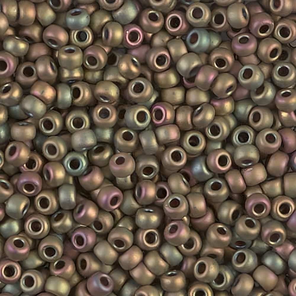 Miyuki Round Seed Beads Size 8/0 Matte Mettalic Khaki Iris 22GM
