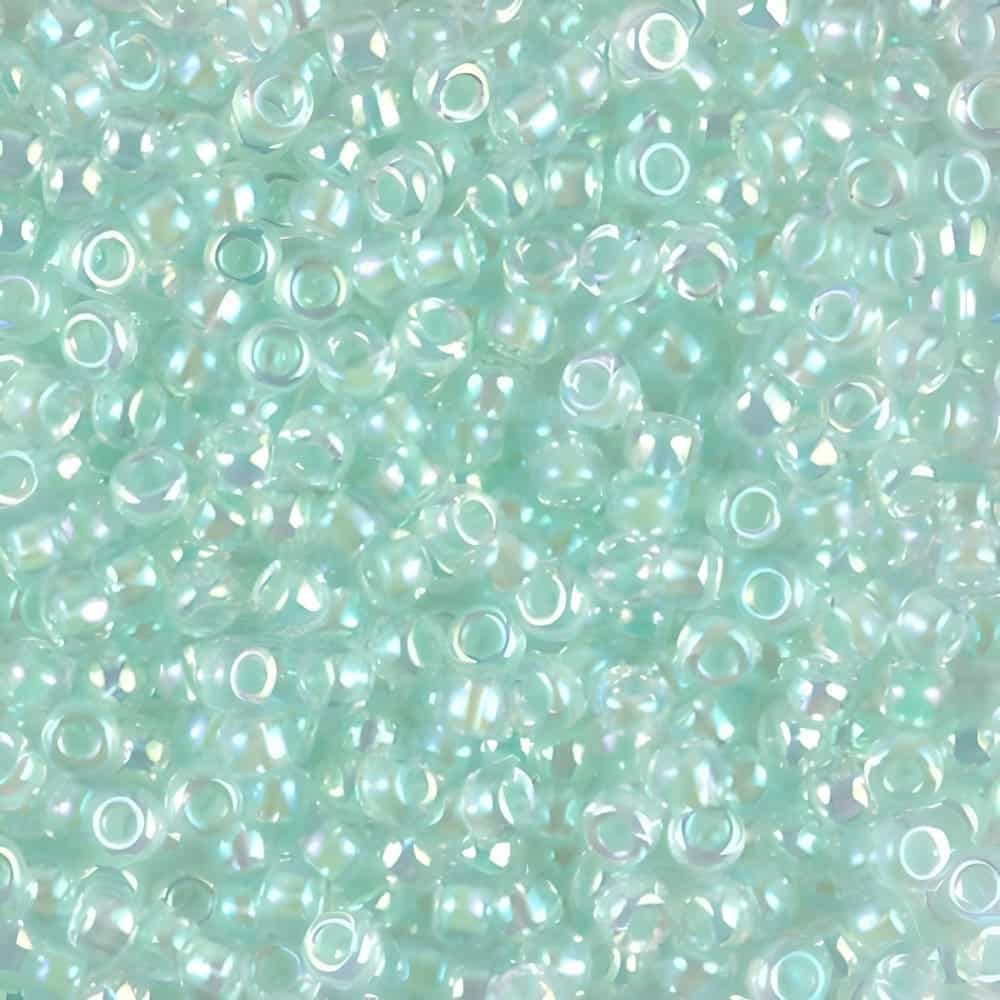 Miyuki Round Seed Beads Size 8/0 Light Mint Green Lined Crystal AB