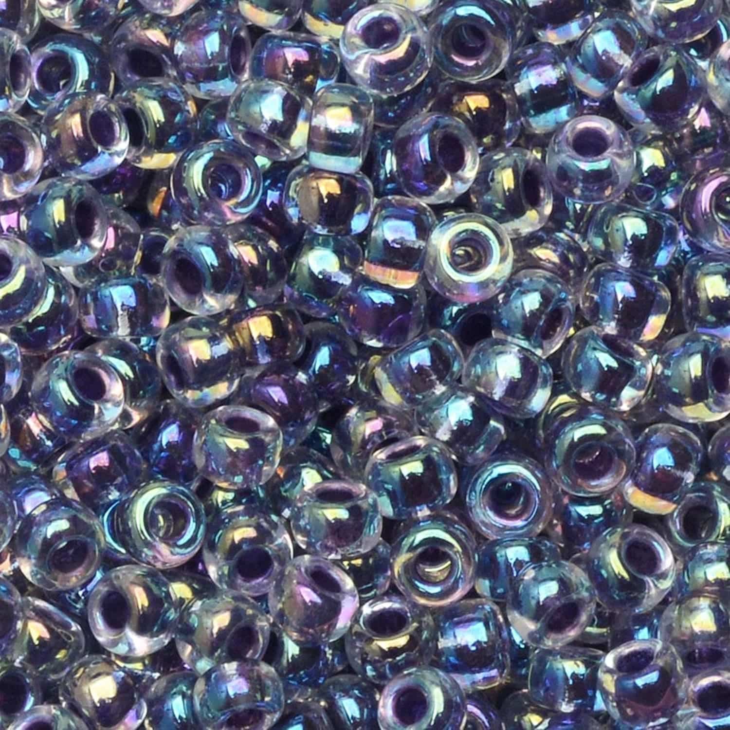 Miyuki Round Seed Beads Size 8/0 Amethyst Lined Crystal AB 22GM