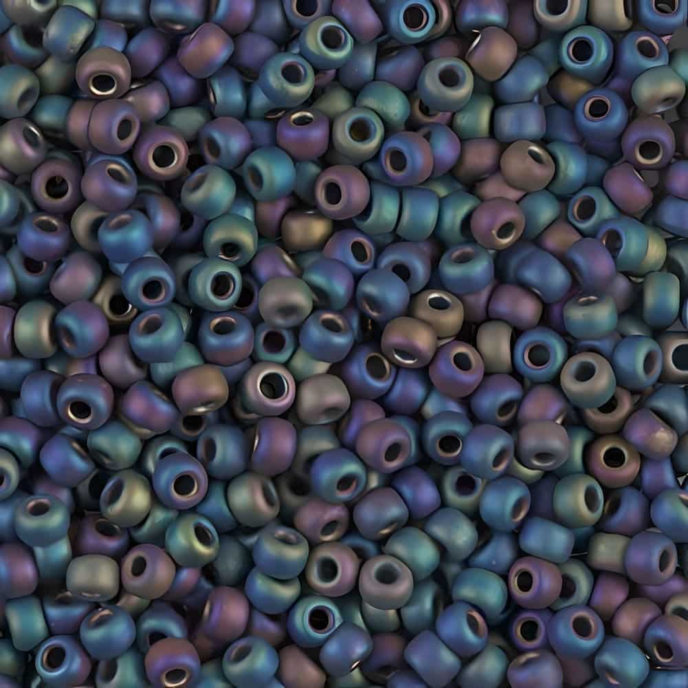 Miyuki Round Seed Beads Size 8/0 Black Matte AB 22GM