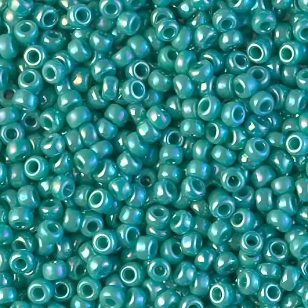 Miyuki Round Seed Beads Size 8/0 Opaque Turquoise Green AB 22GM