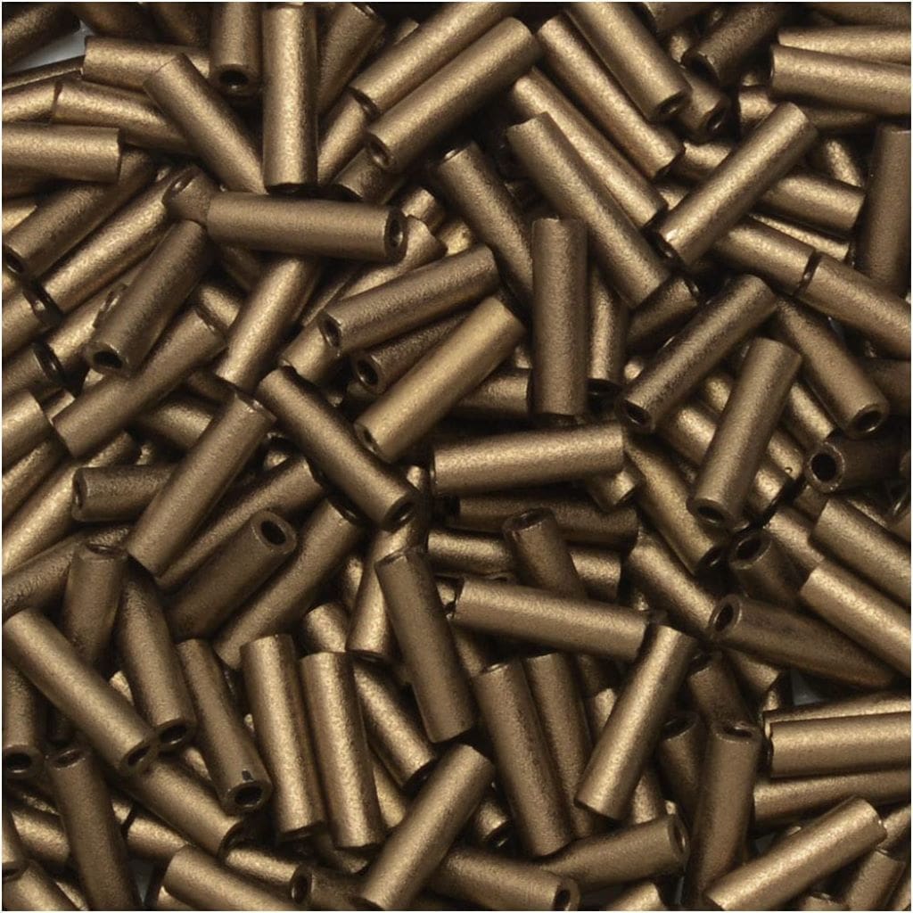Miyuki Bugle Beads Size #2, 6mm, 17GM Matte Metallic Dark Bronze
