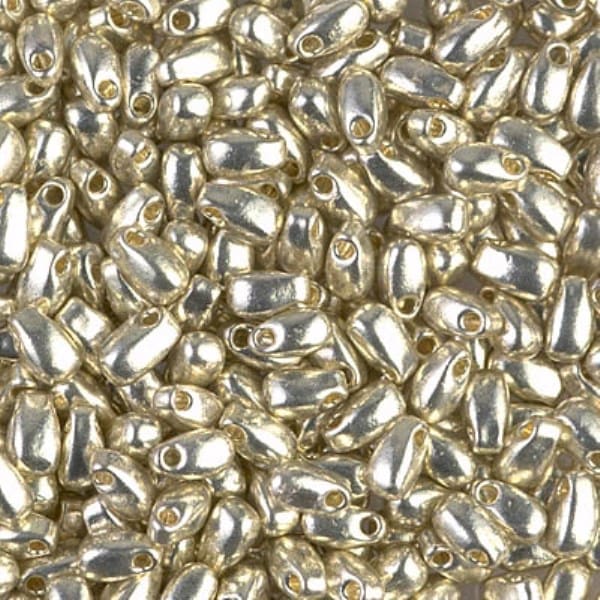 Miyuki Long Drop Beads 5.5mm x 3mm Duracoat Galvanized Silver 25GM