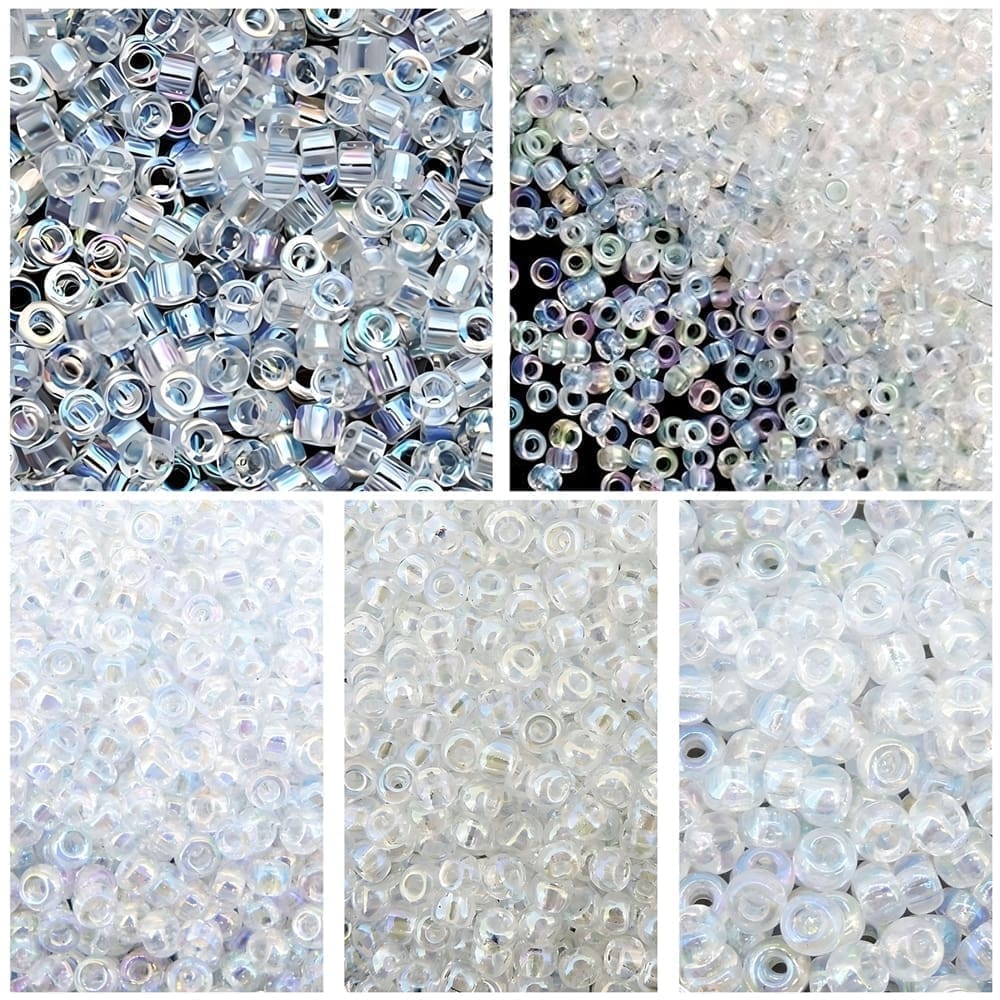 Miyuki Multipack Seed Beads Crystal AB 5 Sizes