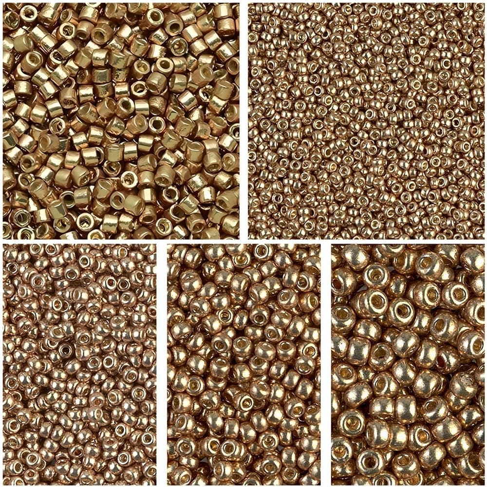 Miyuki Multipack 80GM Seed Beads 5 Sizes Duracoat Galvanized Champagne