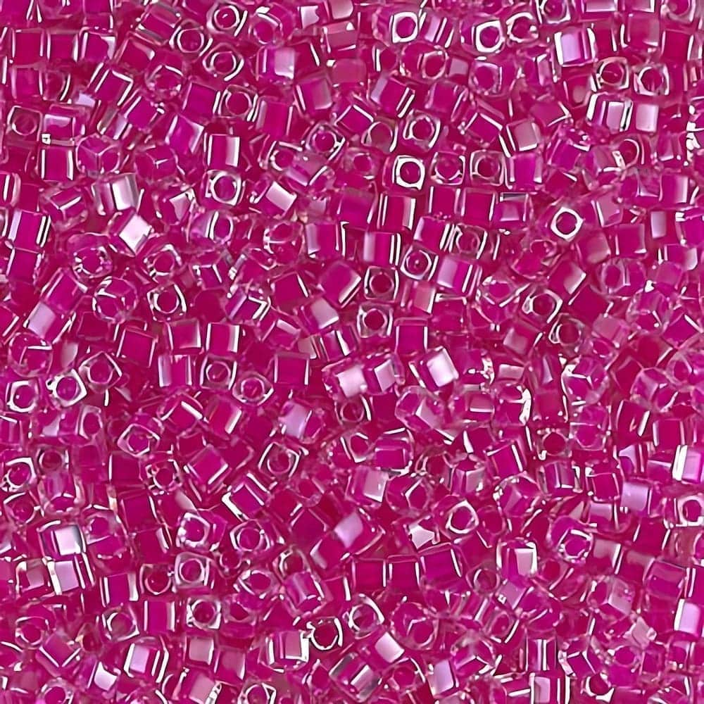 Miyuki Square Seed Beads 1.8mm, Fuchsia Lined Crystal 8.2GM