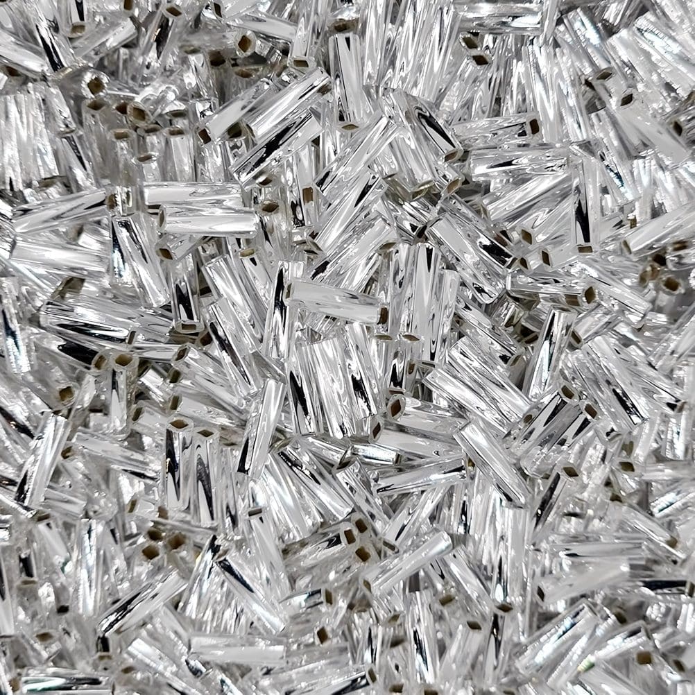 Miyuki Twisted Bugle Beads 6mm 17.5GM Silver Lined Crystal