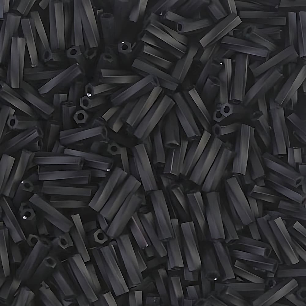 Miyuki Twisted Bugle Beads 6mm 17.5GM Jet Black Matte