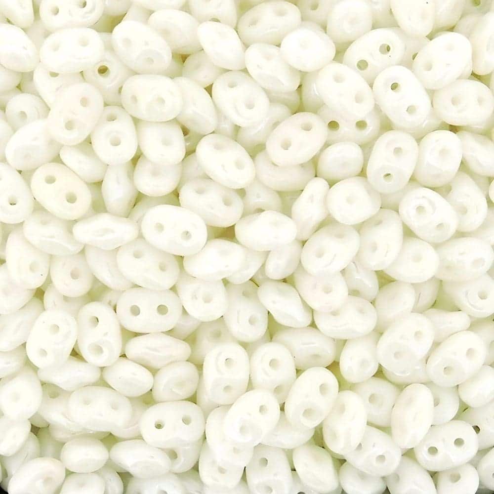 SuperDuo Beads Two-hole 5×2.5mm Chalk White Luster 22.5GM