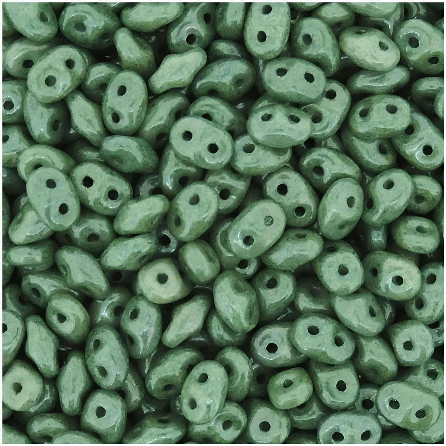 SuperDuo Beads Two-hole 5×2.5mm Chalk Green Luster 22GM
