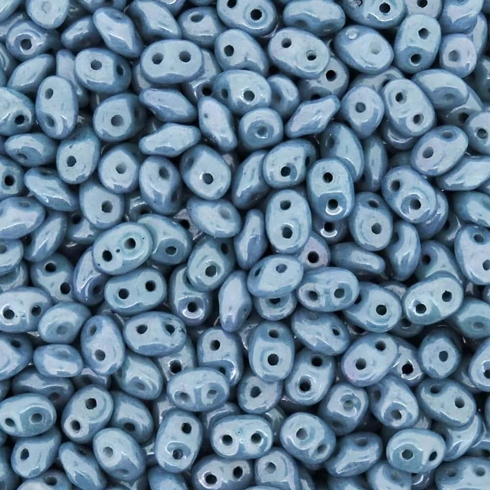 SuperDuo Beads Two-hole 5×2.5mm Chalk Blue Luster 22GM
