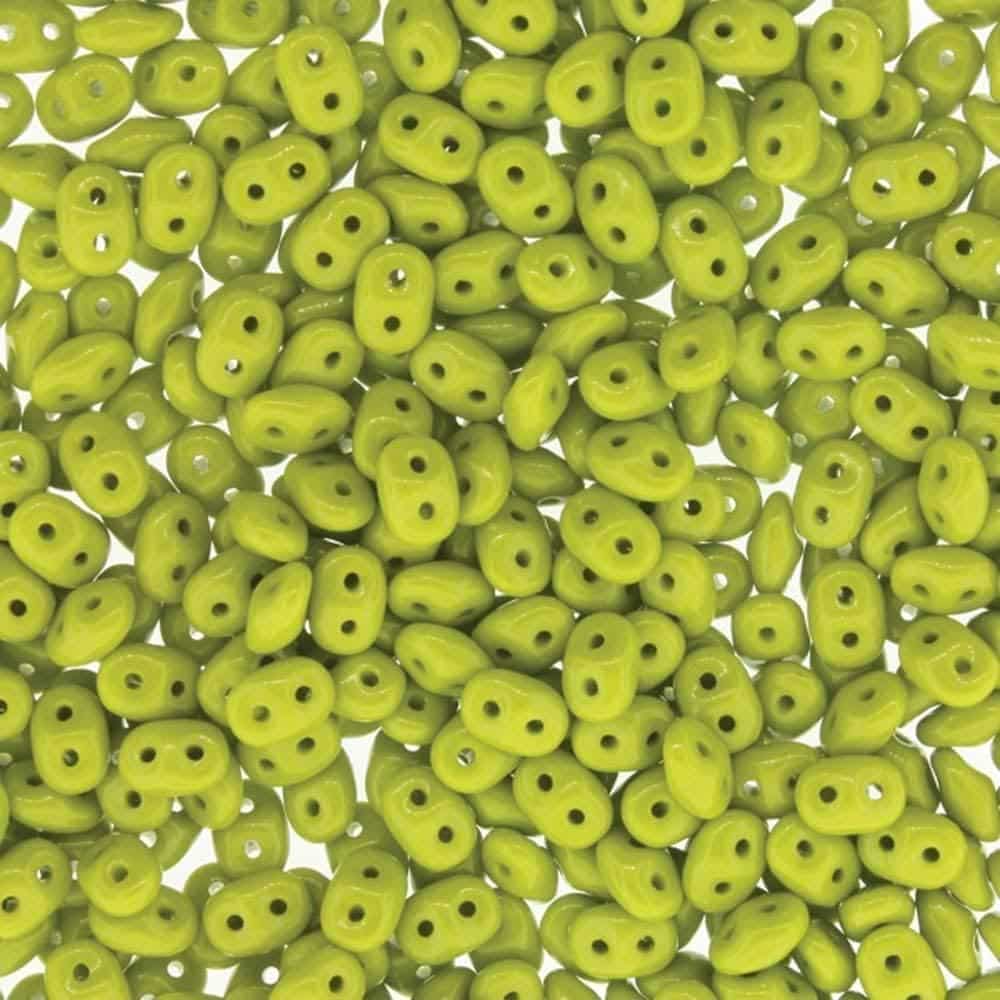 SuperDuo Beads Two-hole 5×2.5mm Opaque Green 22GM