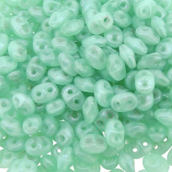 SuperDuo Beads Two-hole 5×2.5mm Opal Green Aqua 22.5GM