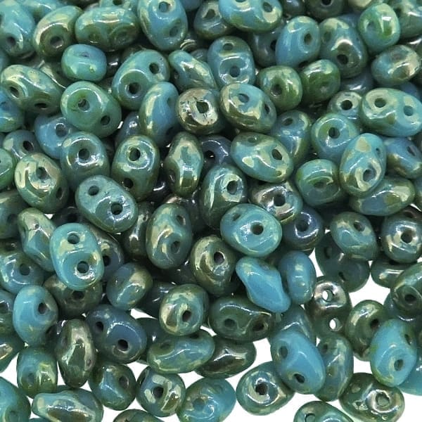 SuperDuo Beads Two-hole 5×2.5mm Turquoise Blue Rembrandt 22GM