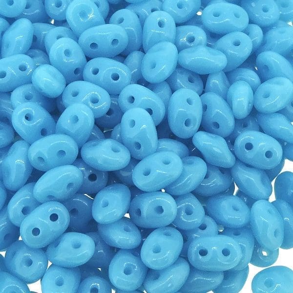 SuperDuo Beads Two-hole 5×2.5mm Opaque Turquoise Blue 22.5GM