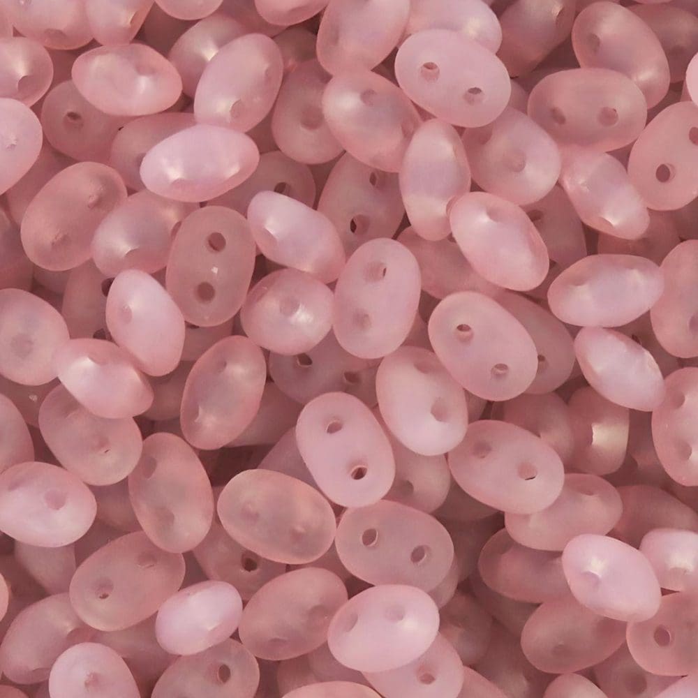 SuperDuo Beads Two-hole 5×2.5mm Opal Rose Matte 22.5GM