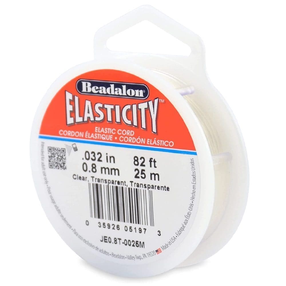Beadalon Elasticity Stretch Cord, 0.8mm, Clear, 25 m / 82 ft