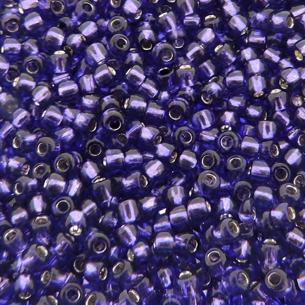 Toho Seed Beads Round Size 11/0 28GM Silver Lined Purple