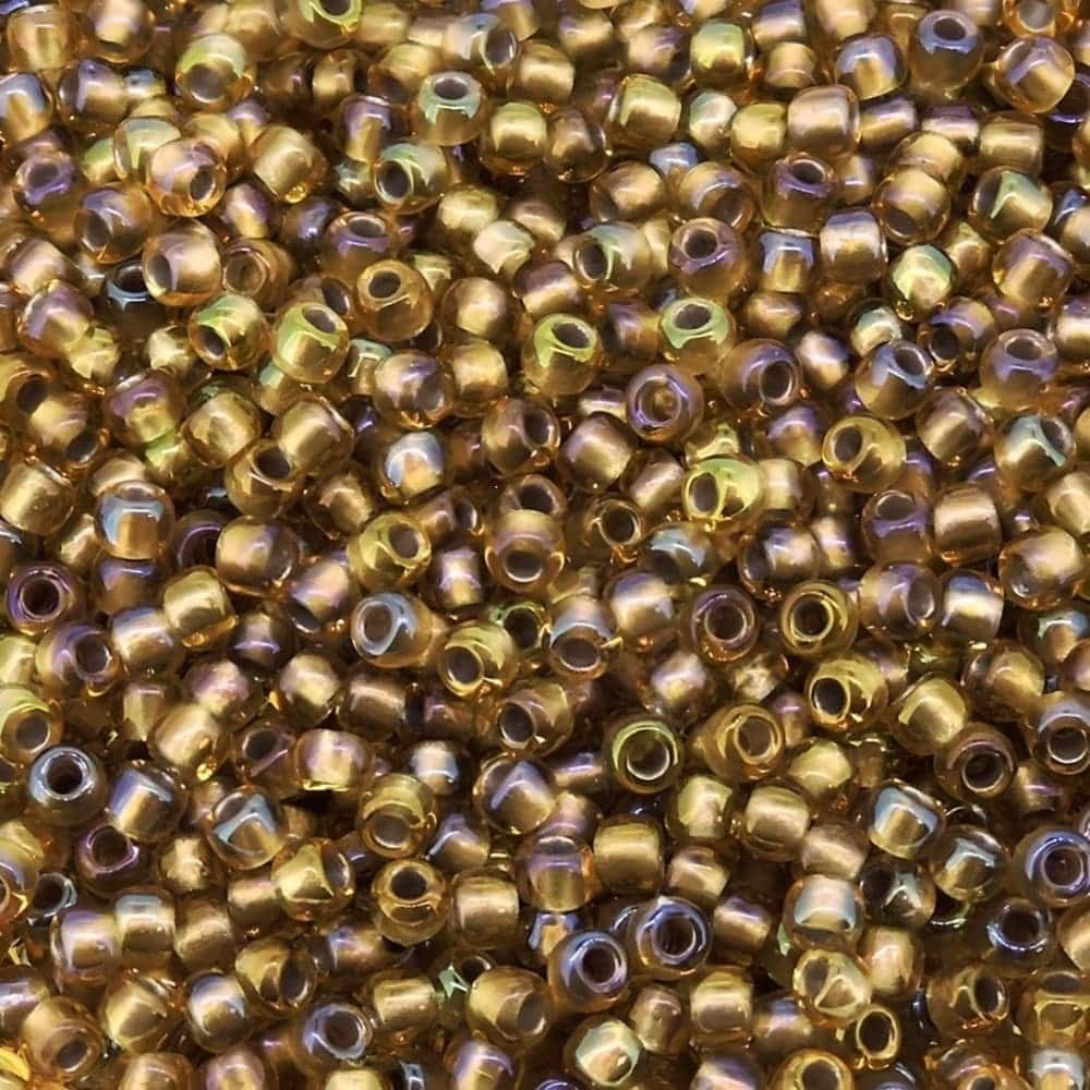 Toho Seed Beads Round Size 11/0 28GM Gold Lined Rainbow Topaz 11-278
