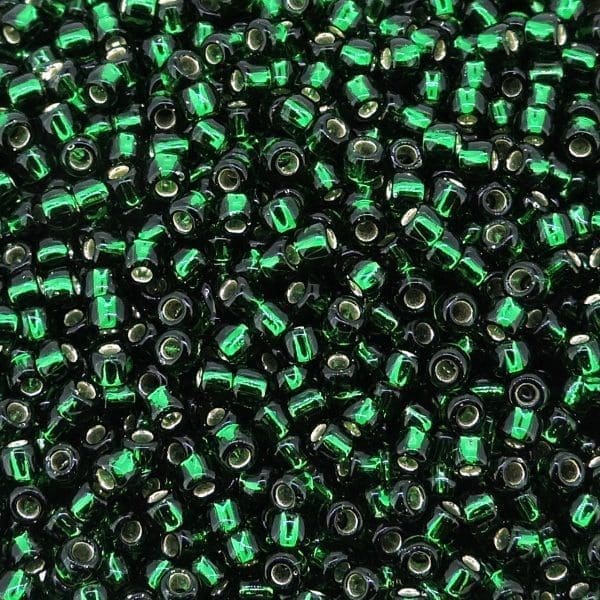 Toho Seed Beads Round Size 11/0 28GM Silver Lined Emerald Green 11-36