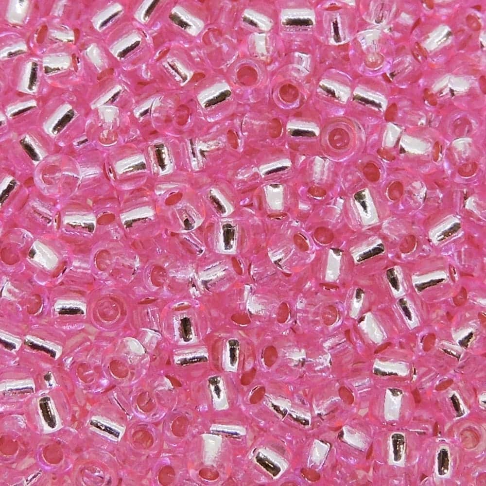 Toho Seed Beads Round Size 11/0 28GM Silver Lined Pink 11-38