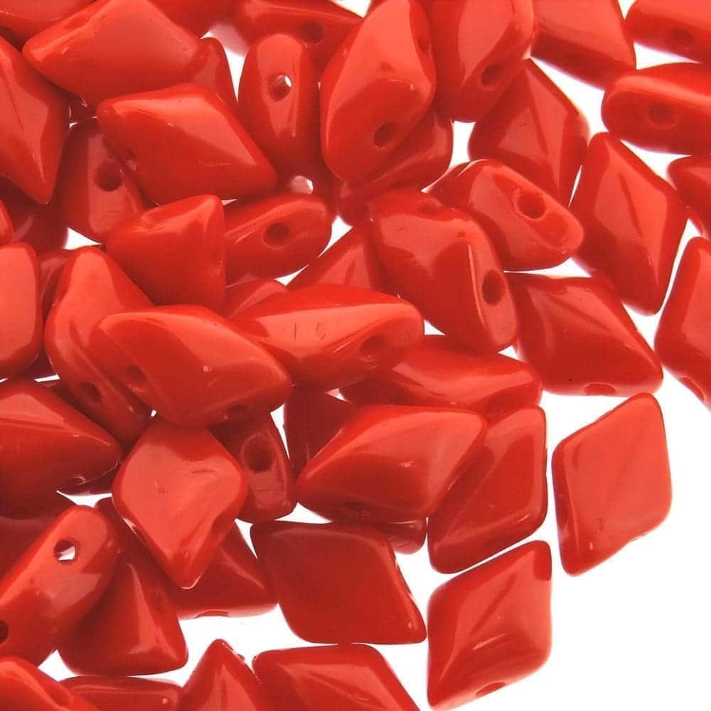 GemDUO 2-Hole beads 8x5mm 10GM – Coral Red Opaque