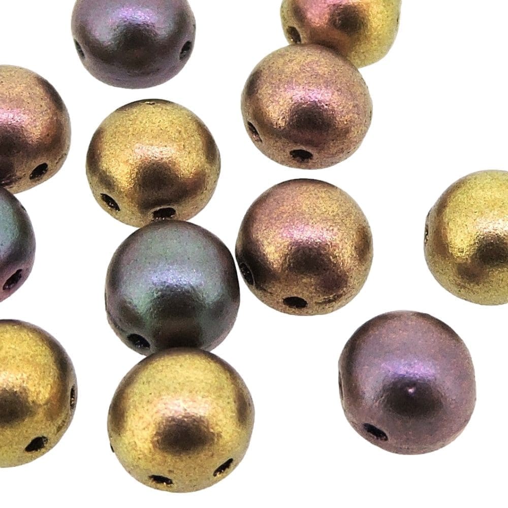 Cabochon Beads 6mm 2-Hole Violet Gold Rainbow 20pcs