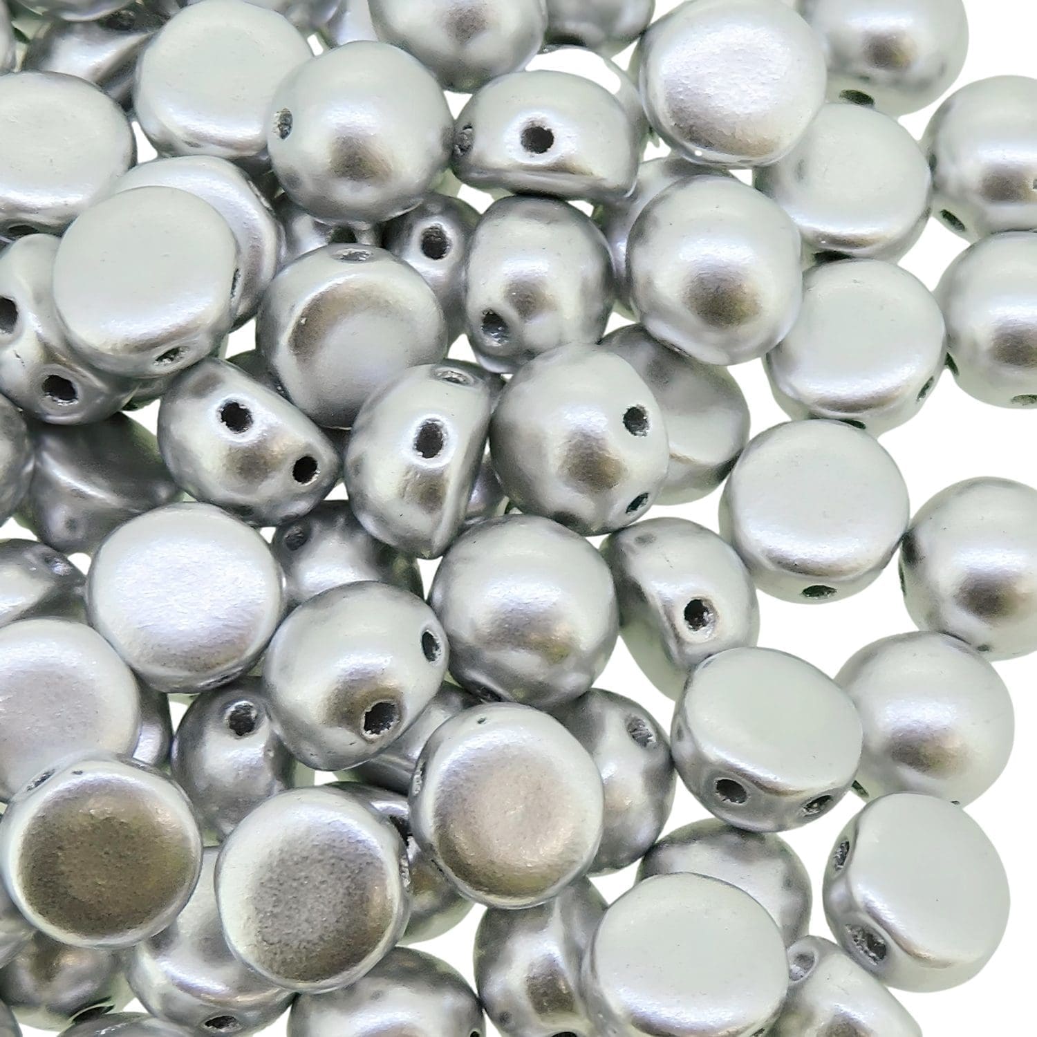 Cabochon Beads 2-Hole 6mm 20pcs – Aluminum Silver