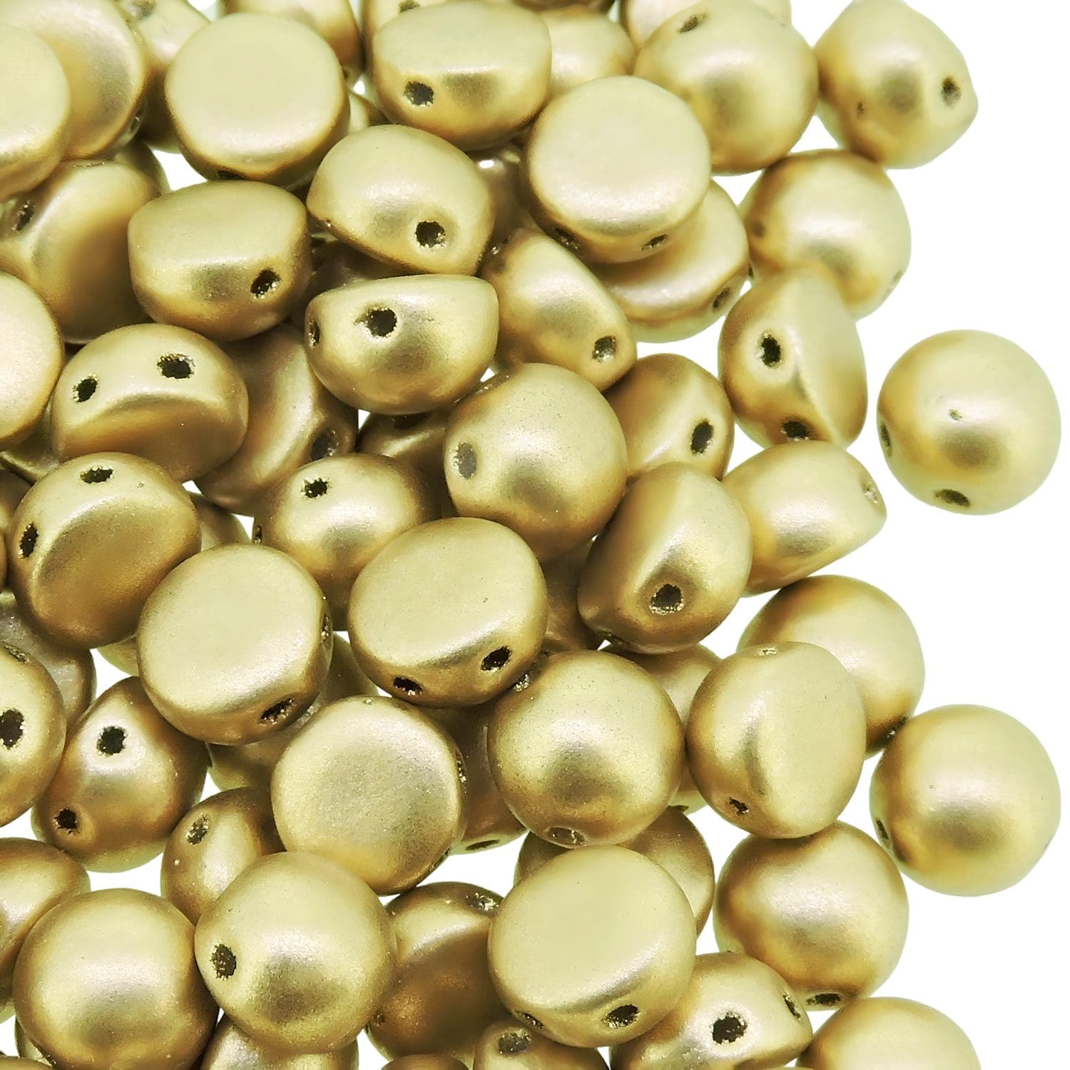 Cabochon Beads 6mm 2-Hole Pale Gold 20pcs