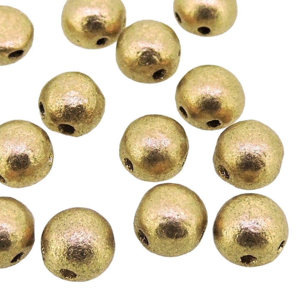 Cabochon Beads 6mm 2-Hole Etched Pale Gold 20pcs