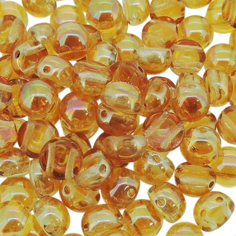 Cabochon Beads 6mm 2-Hole Crystal Apricot Medium 20pcs