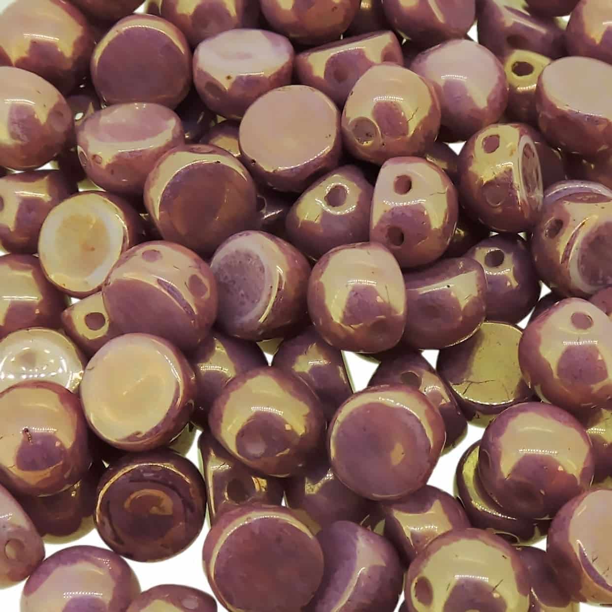 Cabochon Beads 2-Hole 6mm 20pcs – Pink Gold Vega Luster
