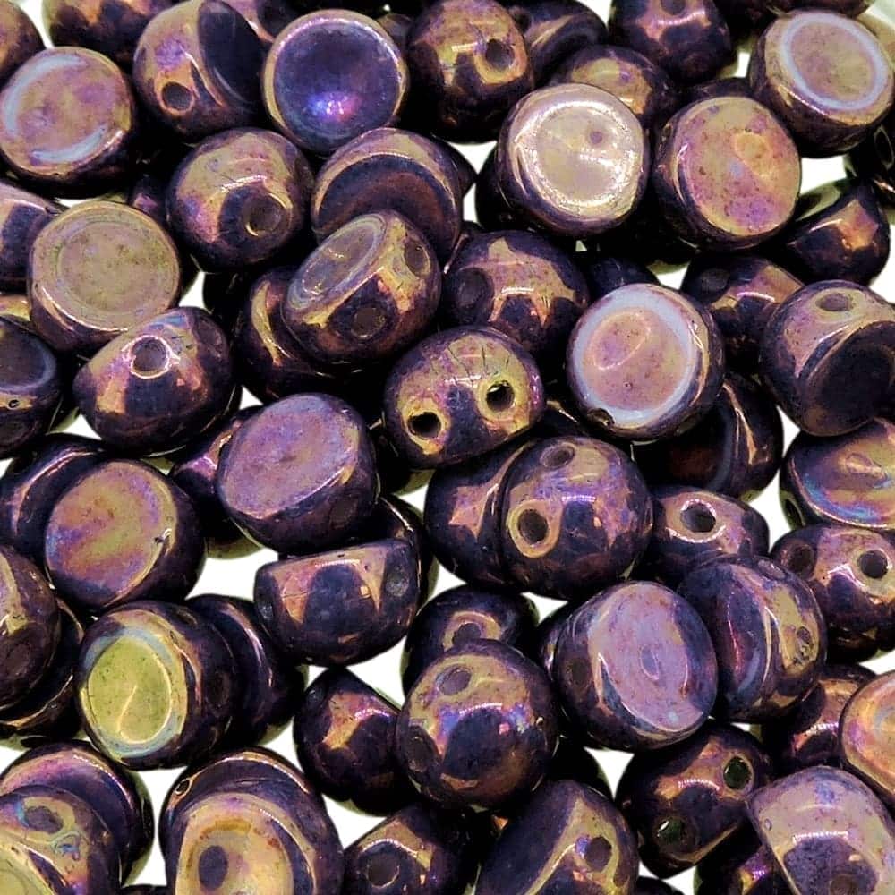 Cabochon Beads 6mm 2-Hole Violet Purple Luster 20pcs
