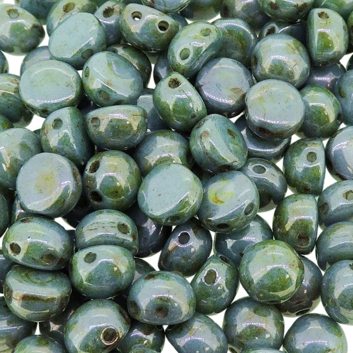 Cabochon Beads 6mm 2-Hole Lazure Blue 20pcs