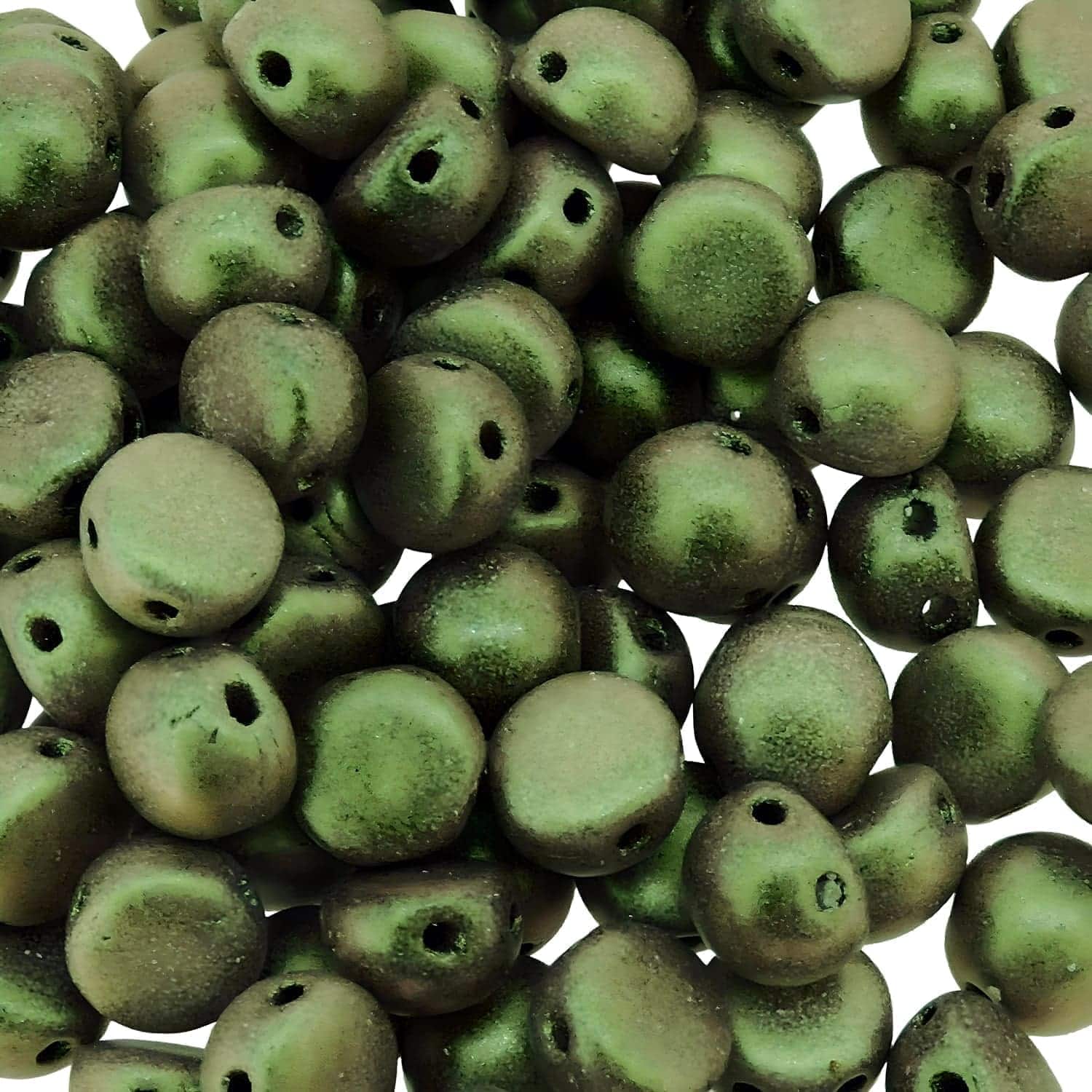 Cabochon Beads 6mm 2-Hole Polychrome Sage & Citrus 20pcs