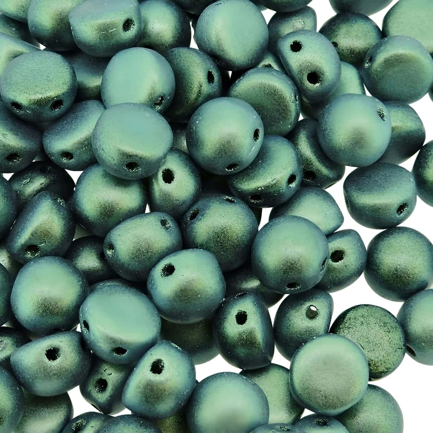Cabochon Beads 6mm 2-Hole Polychrome Mint Chocolate 20pcs