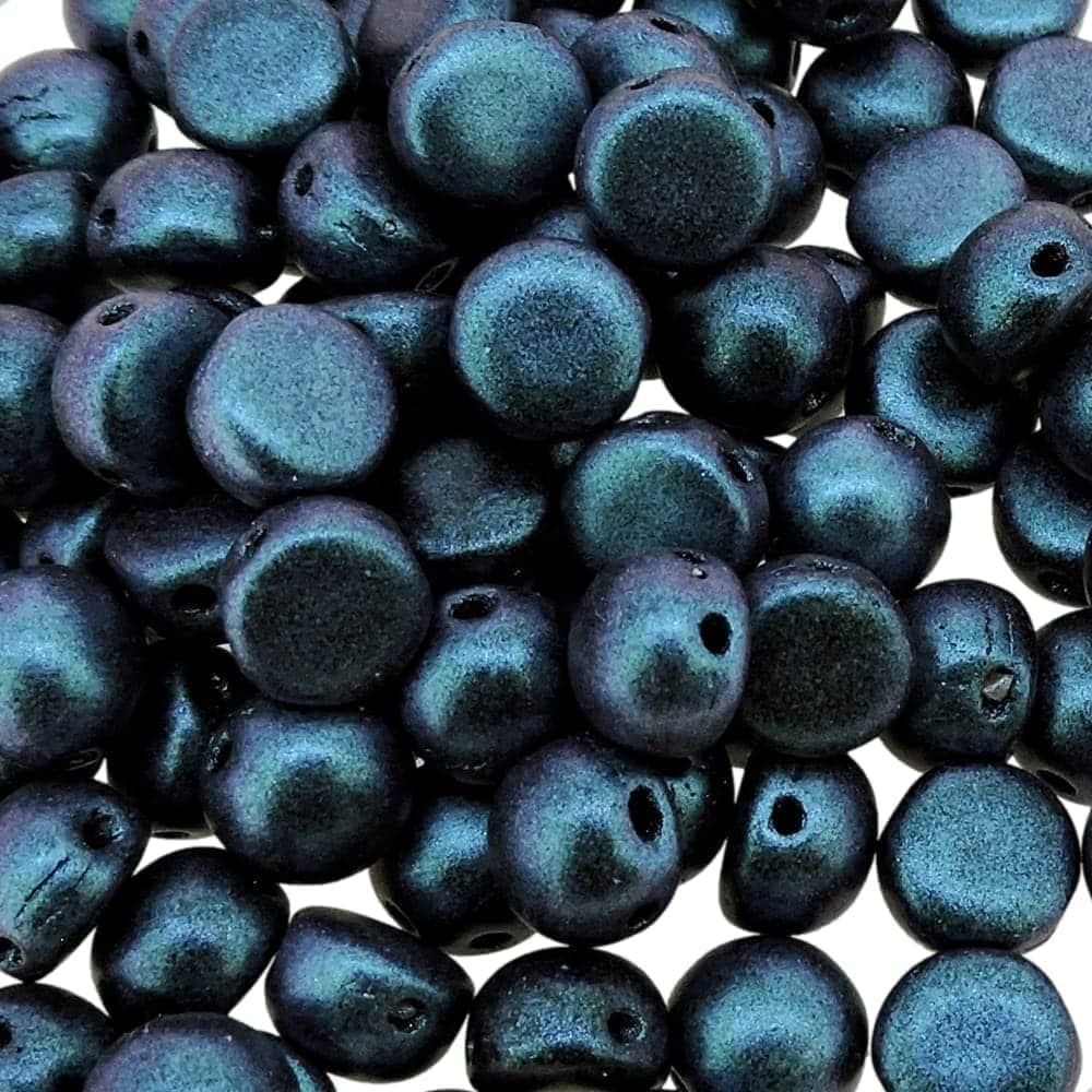 Cabochon Beads 6mm 2-Hole Polychrome Blueberry 20pcs