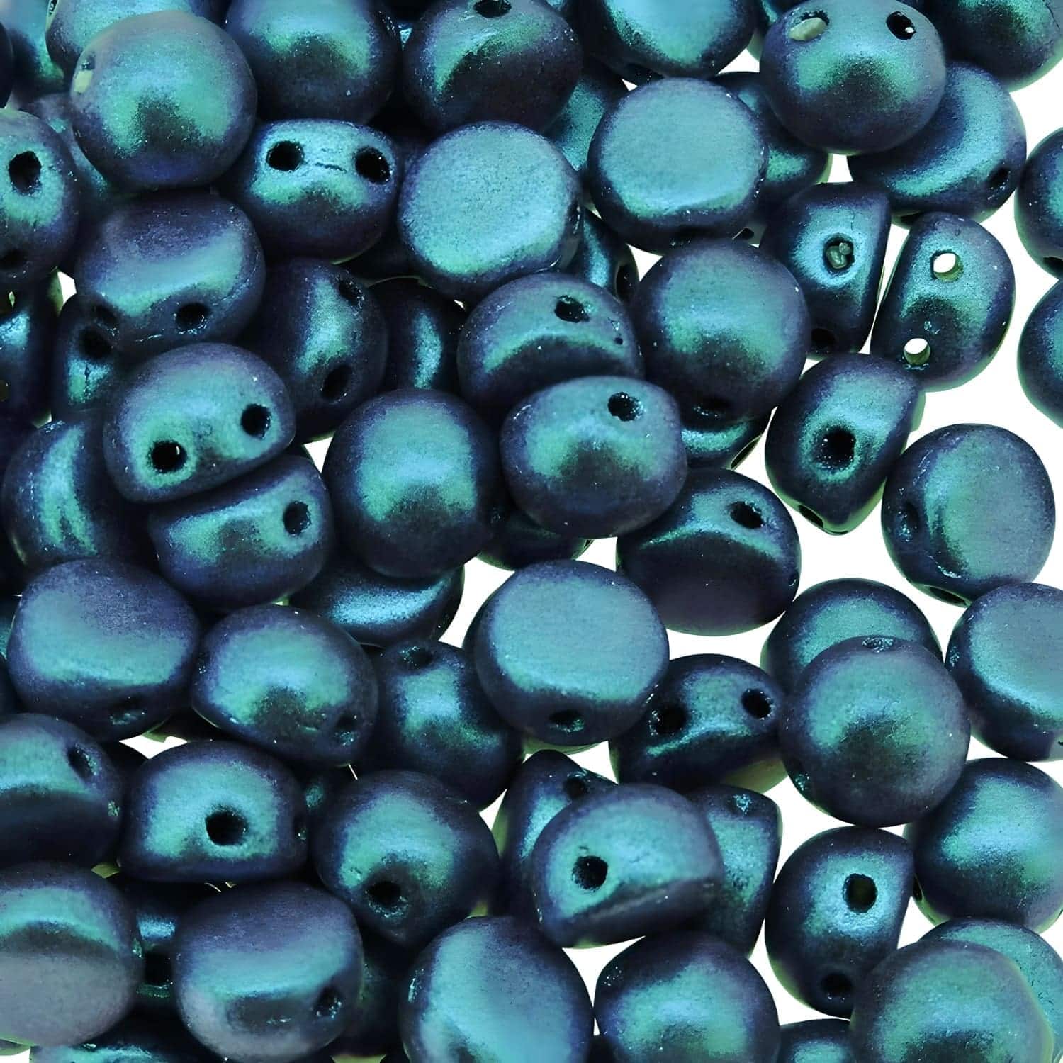 Cabochon Beads 2-Hole 6mm 20pcs – Polychrome Dark Capri Blue